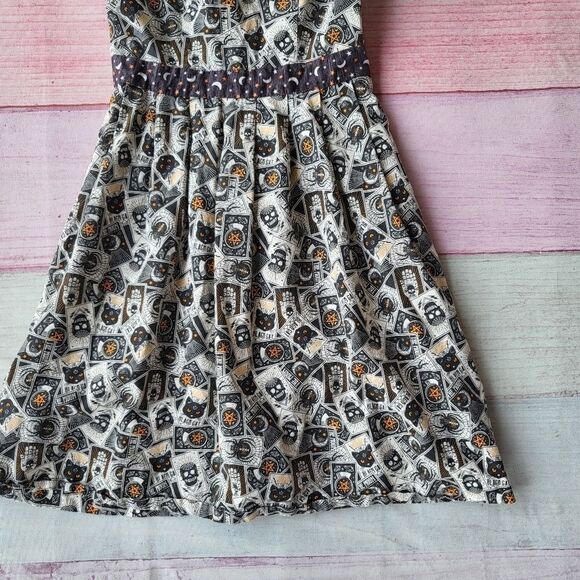 Academia Magick Tarot Print Mystical Sweetheart Button Back Fit & Flare Dress - Picture 3 of 9